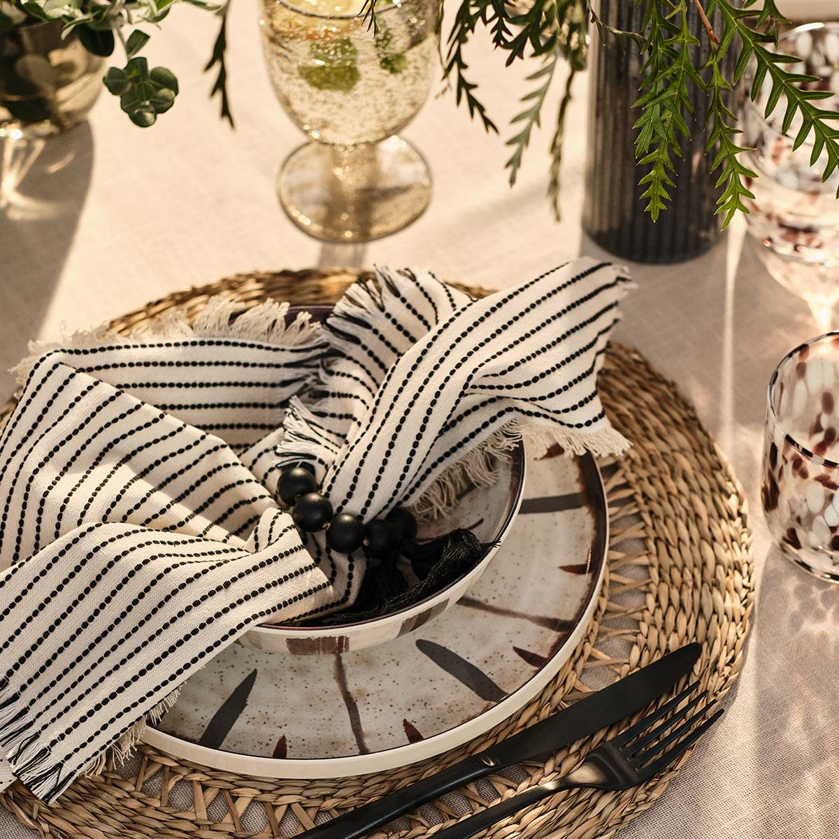 Table set for an outdoor dinner party